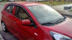 Дефлекторы окон (ветровики) Kia Picanto III 5d 2010 "EuroStandard" (Киа Пиканто) Кобра Тюнинг